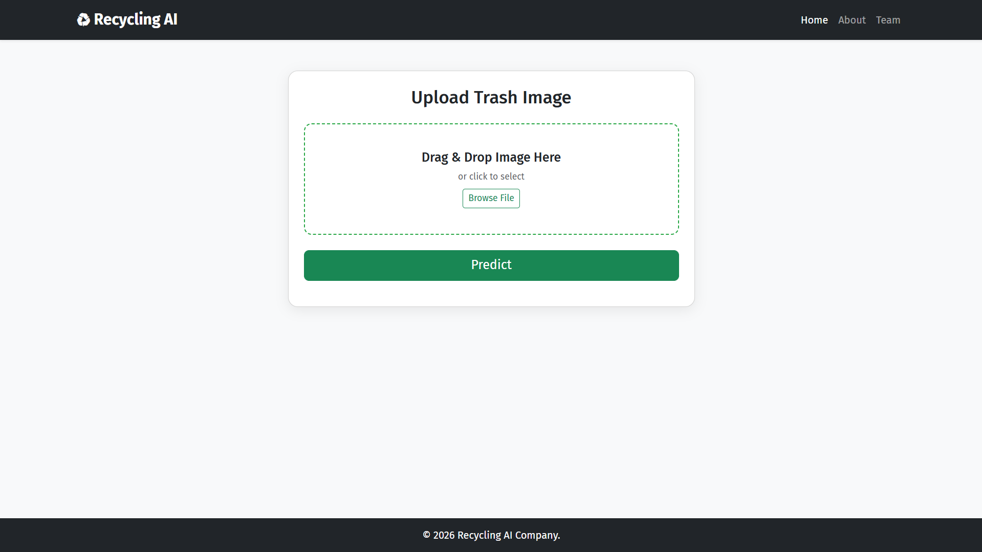 Screenshot of REGAIA homepage upload panel